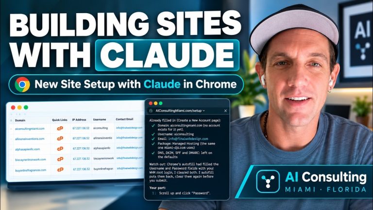 Building Sites with Claude video thumbnail: new site setup with Claude in Chrome