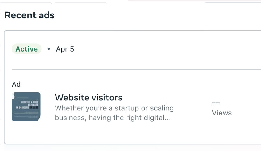 Facebook Recent Ads