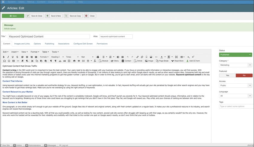 Joomla Optimized Content