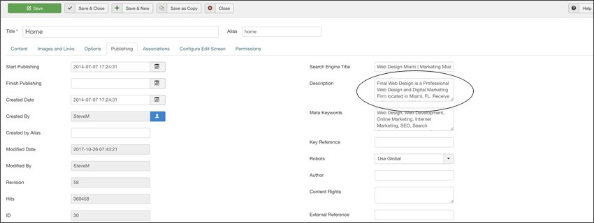 Joomla Meta Description