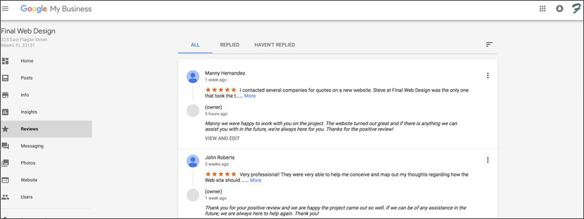 Google My Business Reviews