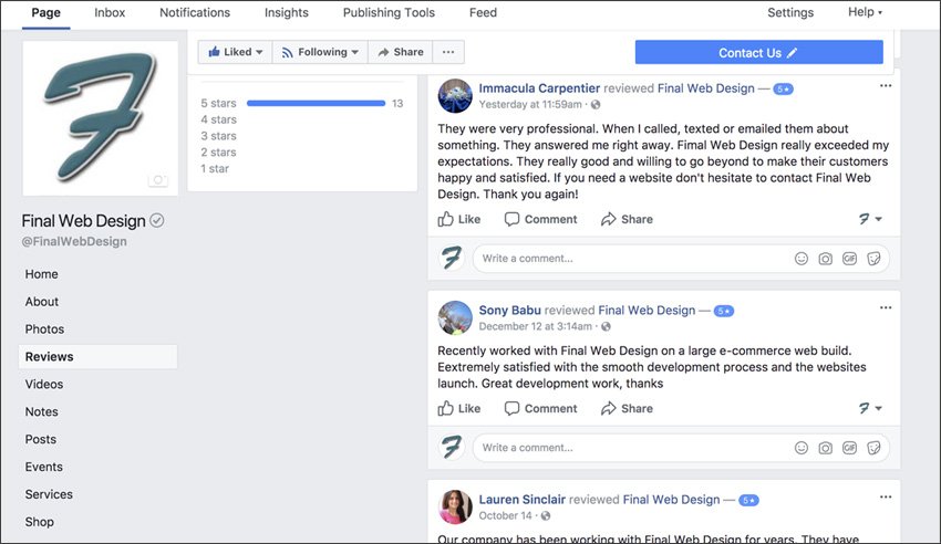 Facebook Business Reviews