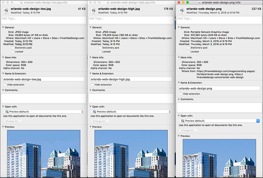 Photoshop Image Sizes