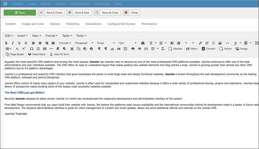 Joomla Content Editor
