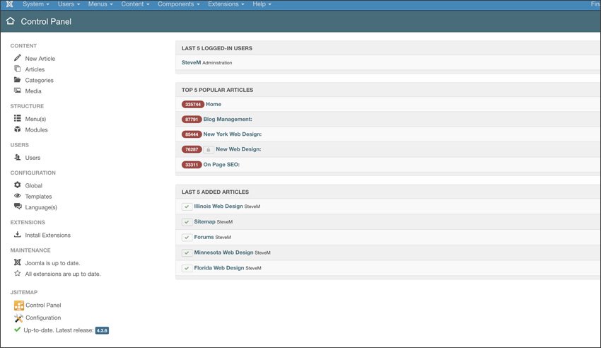 Joomla Dashboard